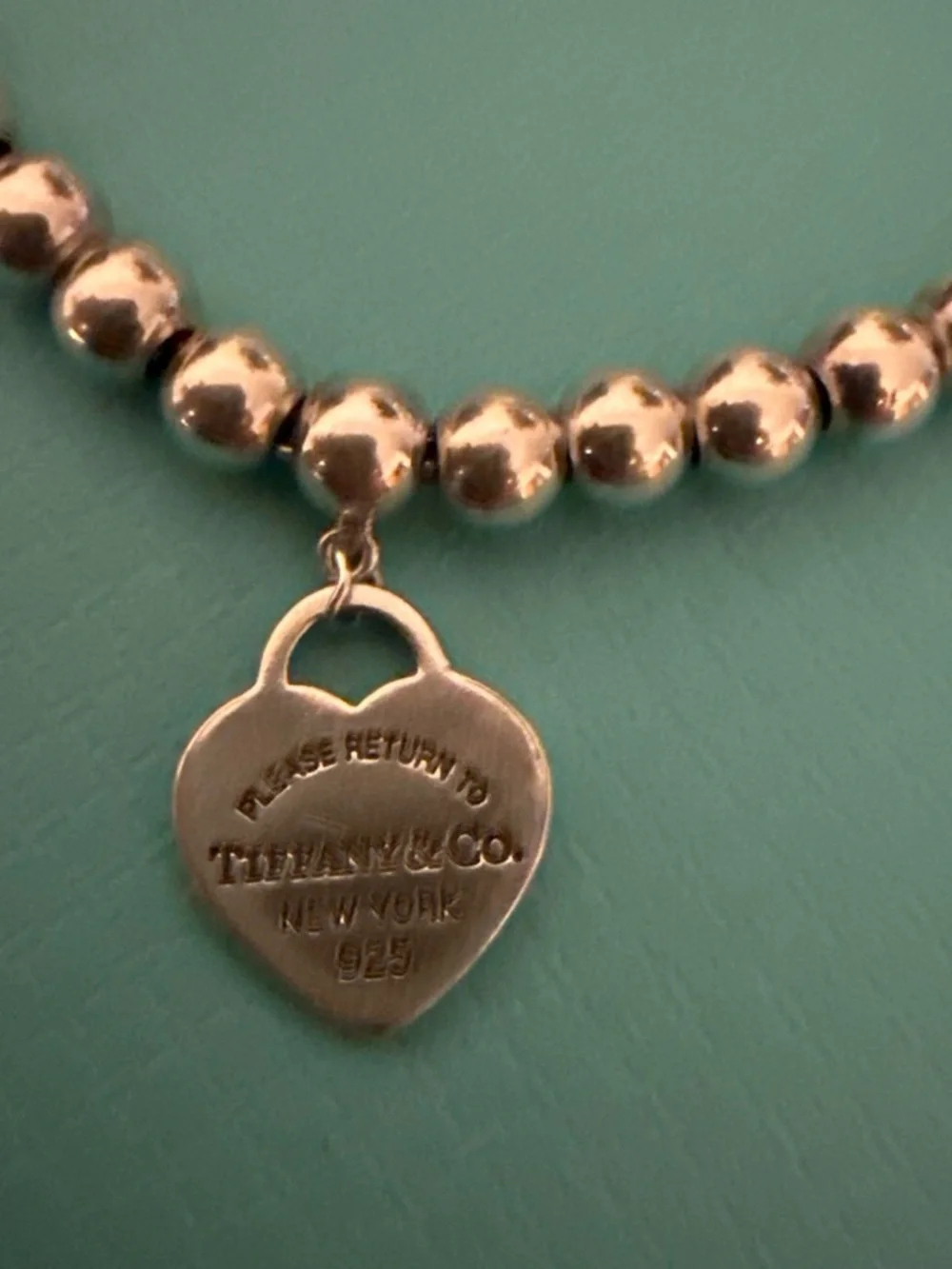 Tiffany & Co. Silver Bead Bracelet with Open Heart Charm
